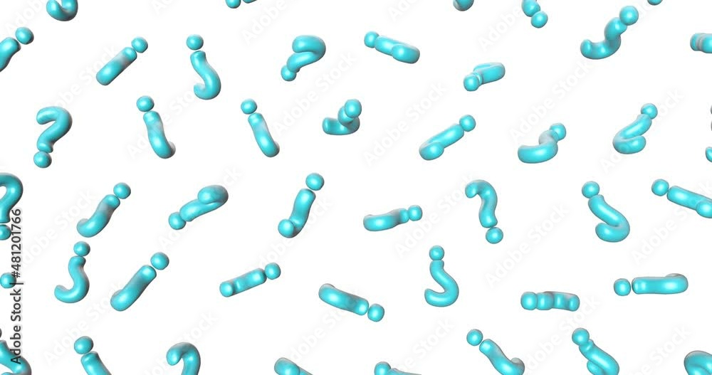 Boy or girl party.3d rendering Question mark failing down and rotation. Video footage with alpha mask. Change color and background. 3d abstarct animation of question marks symbols icon.diversity