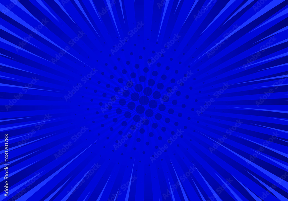 comic background halftone dots blue color. retro sunburst effect comic background halftone dots blue color. retro sunburst effect