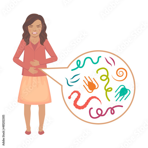 Vector Illustration of a Human Intestinal Parasites