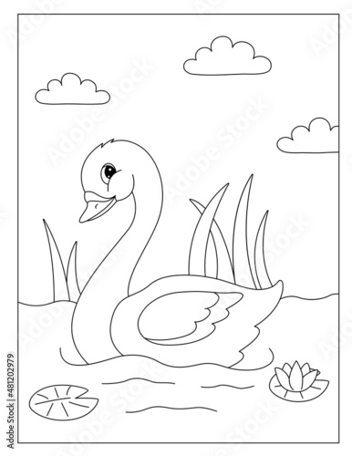 Printable Cute Swan coloring pages for kids