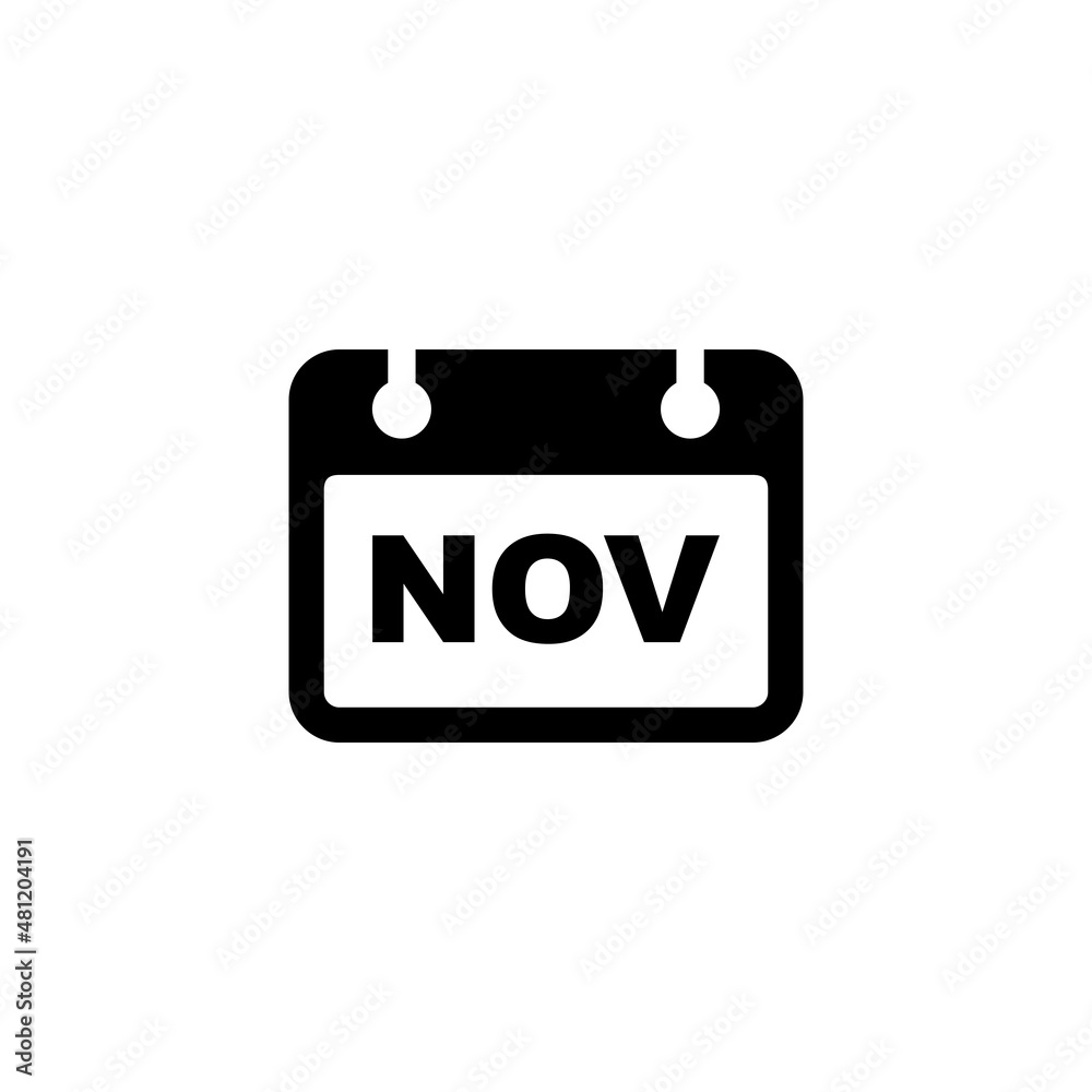 Calendar simple flat icon vector illustration. November calendar icon vector