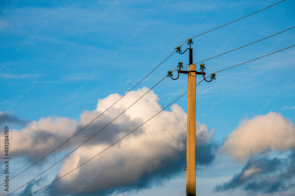 Fototapeta premium electric wires against the sky
