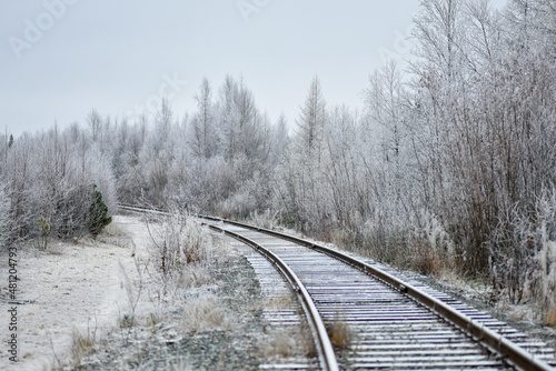 railway in the snow