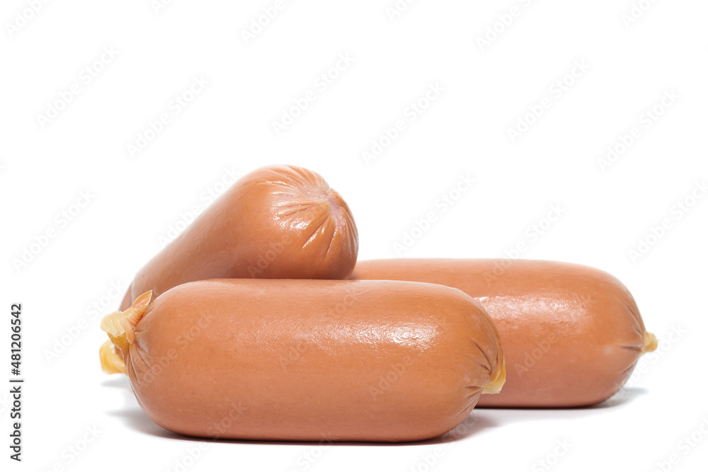 Group of sausages isolated on white background