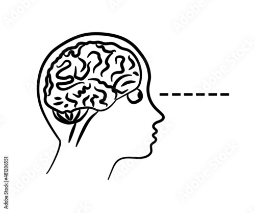 Human brain and eye on a white background. Symbol. Vector illustration.