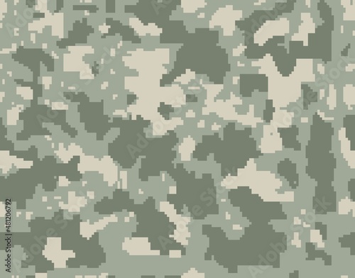  Seamless pixelated camouflage pattern, vector trendy illustration. Ornament. Army background