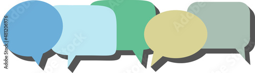 set of colorful speech bubbles with drop shadow, vector illustration