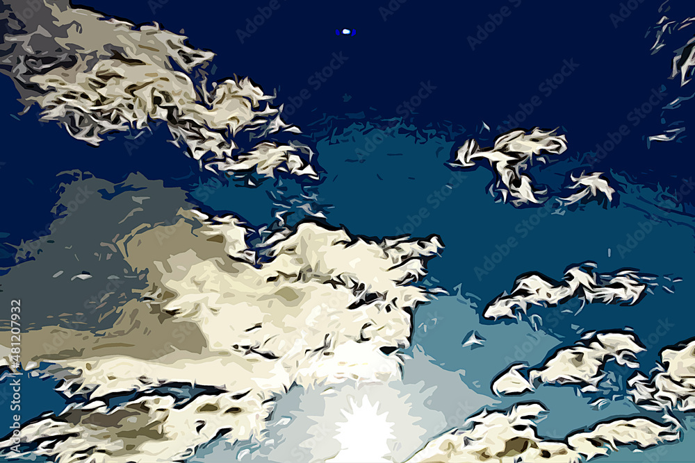 Obraz premium Sky landscape imitation, digital illustration from photograph.