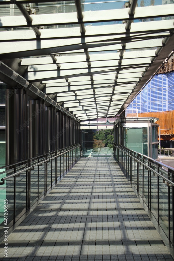 Steel and Glass Pedestrian Walkway
