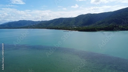 Aerial shot ocean and PalmCove