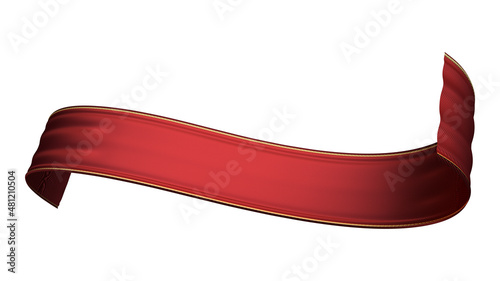 3D rendering red ribbon for compositing