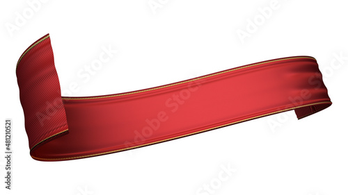 3D rendering red ribbon for compositing