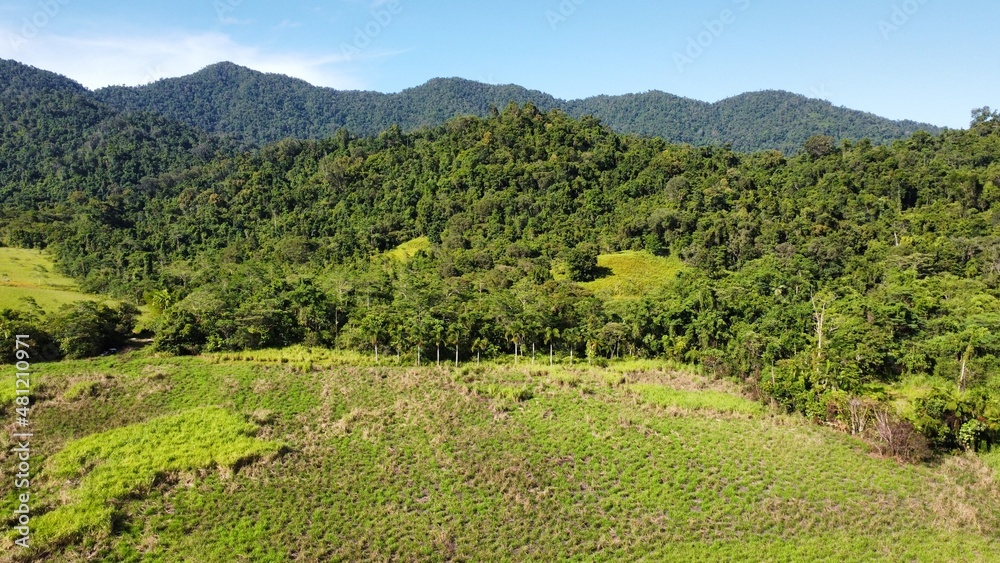 Aerial view fields and moutains Aerial view fields and moutains