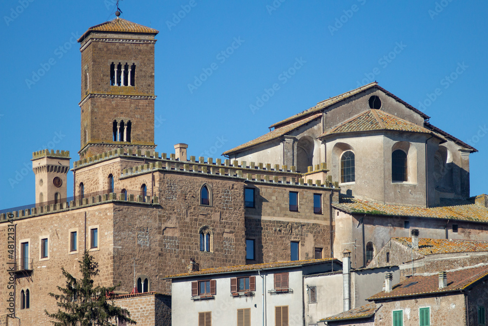 Bell tower of The Santa Maria Assunta Cathedral(Sutri)is one of the few remains of the medieval church, from the single lancet window on the lowest floor to the four lancet window on the highest floor