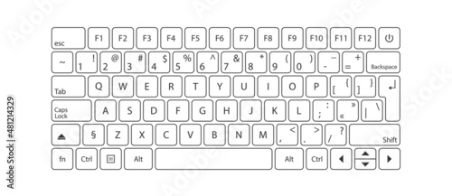 Modern flat web template with keyboard template on gray background.