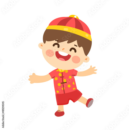 Cute Cartoon Chinese Kids for Chinese New Year.