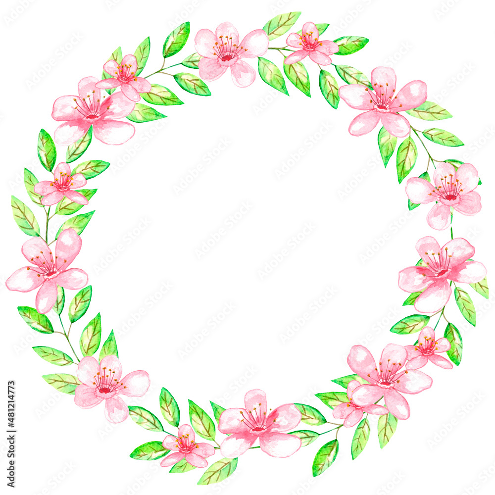 watercolor cherry hand drawing wreaths