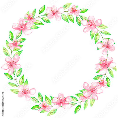 watercolor cherry hand drawing wreaths