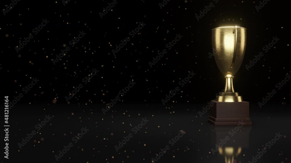 Award Trophy, Rotation Loop Gold trophy Cup and dark background. Prizes ...