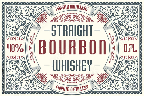 Valokuva Bourbon Whiskey - ornate vintage decorative label