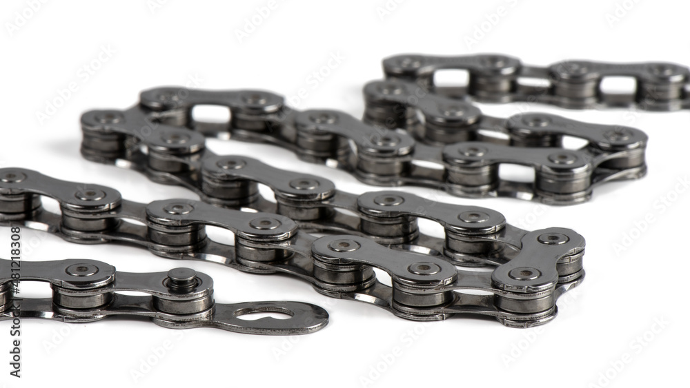 Bicycle chain with quick link full frame closeup. Bicycle chain with quick link full frame closeup.
