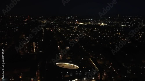 Beautiful drone footage of the Netherlands at night photo