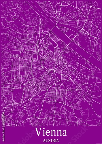 Purple map of Vienna Austria.