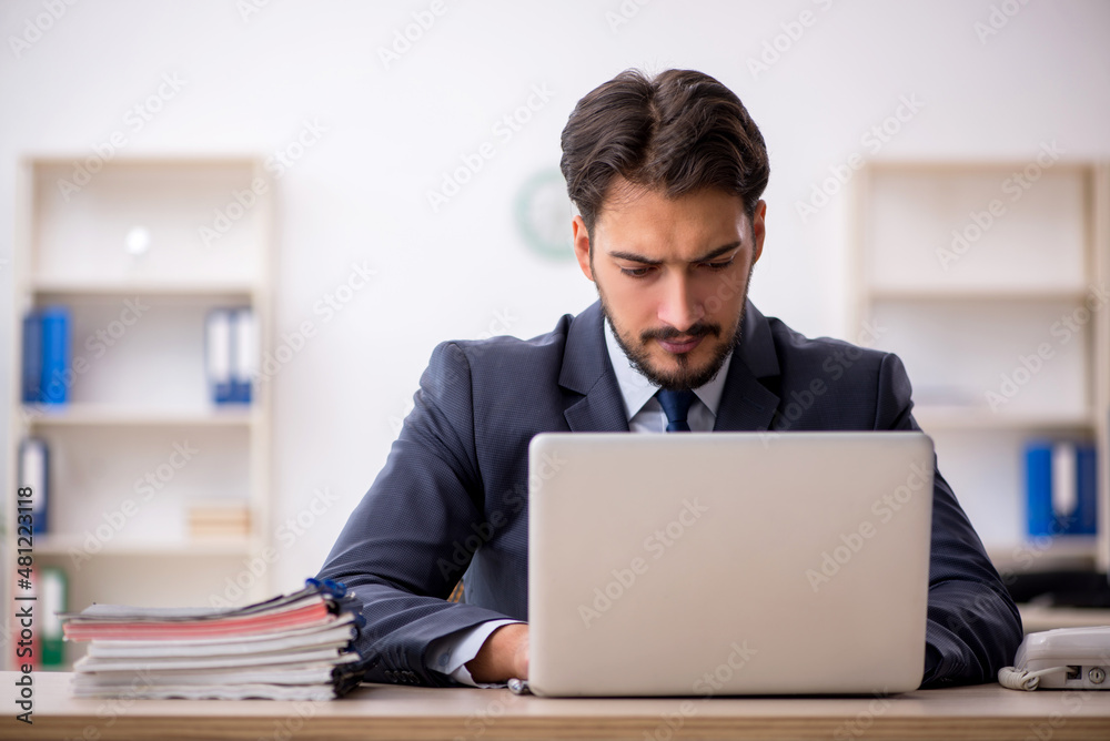 Young male employee working in the office