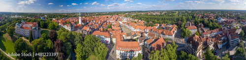CELLE, GERMANY - JULY 18, 2016: Panoramic aerial view of Celle medieval skyline on a clear sunny day, Lower Saxony.