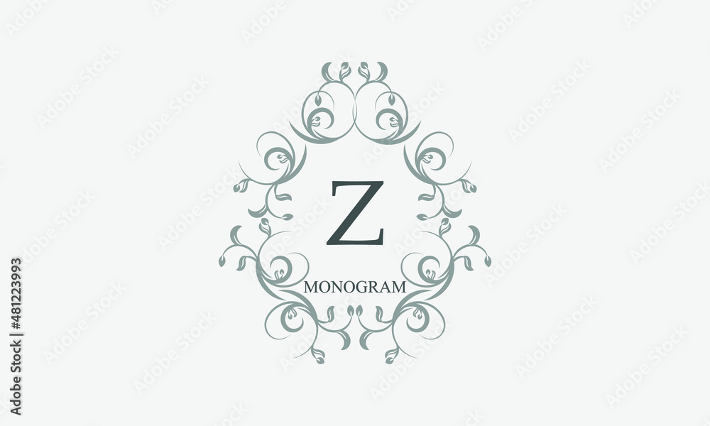 Decorative monogram with the initials Z. Logo template with exquisite elements and floral ornaments for restaurants, clubs, boutiques, cafes, hotel cards. Business style and brand of the company. Decorative monogram with the initials Z. Logo template with exquisite elements and floral ornaments for restaurants, clubs, boutiques, cafes, hotel cards. Business style and brand of the company.