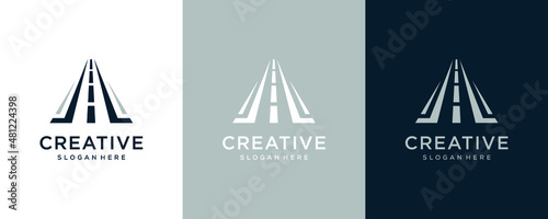 Travel agency black highway design logo template