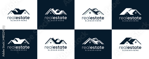 Set of collection luxury real estate logo design template