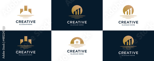 Set of collection Modern finance real estate logo template