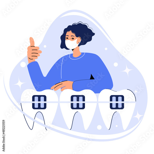 Dental braces, cosmetic dentistry abstract metaphor. Concept vector illustration of orthodontic care procedure
