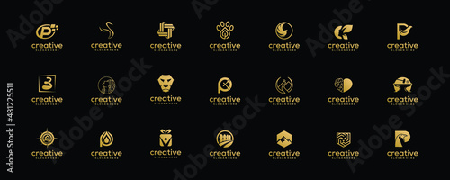 Set of creative initials letters minimalist logo design template