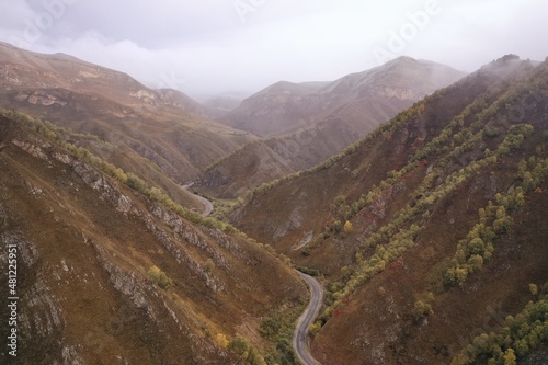 view from the top of the mountain in autumn in the North Caucasus