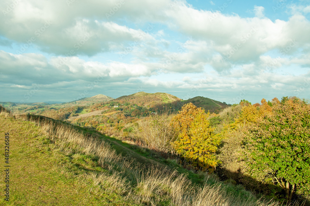 Malvern hills of England in the autumn.