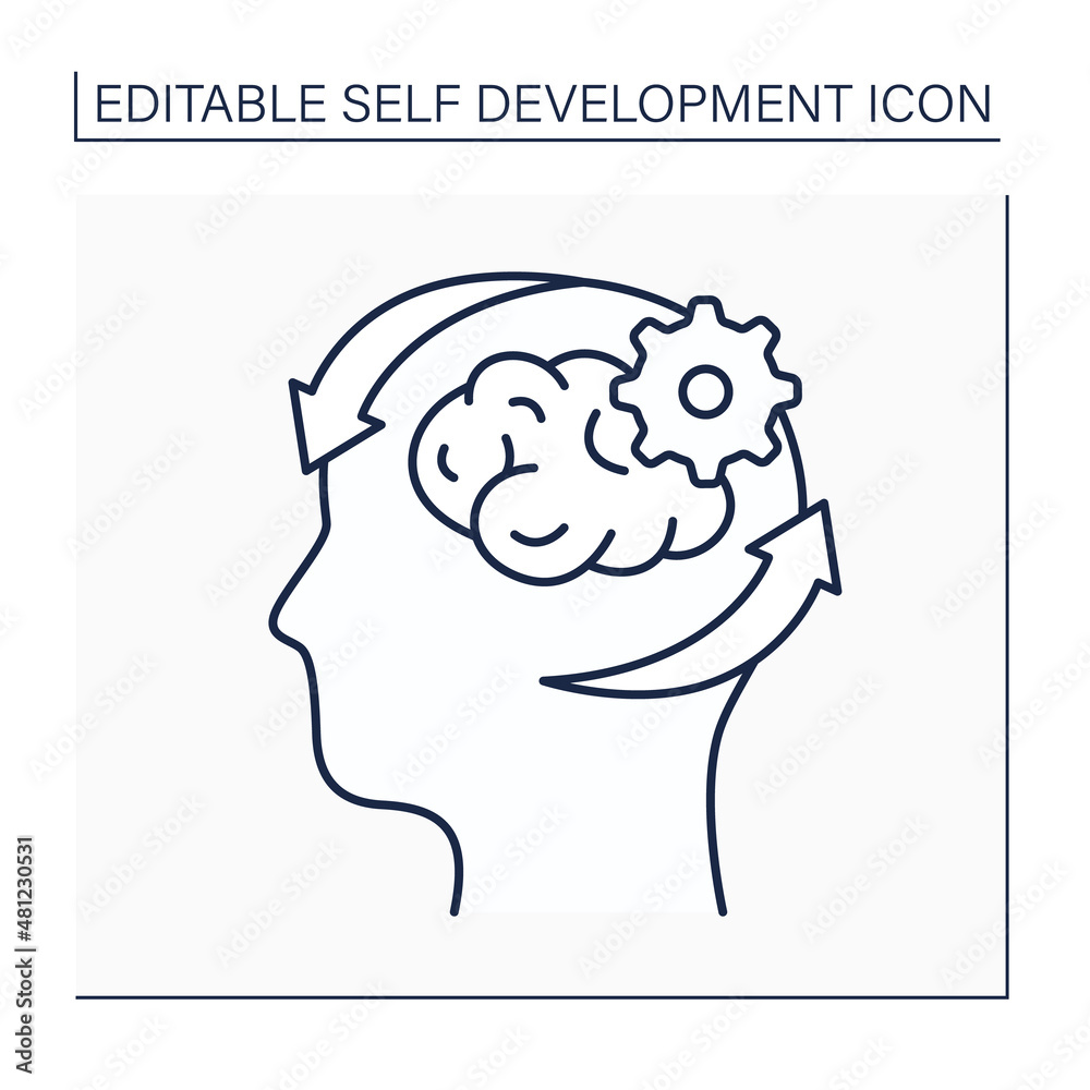 Self-actualization line icon.Complete realization of potential. Development of abilities and appreciation for life. Self-development concept. Isolated vector illustration. Editable stroke Self-actualization line icon.Complete realization of potential. Development of abilities and appreciation for life. Self-development concept. Isolated vector illustration. Editable stroke