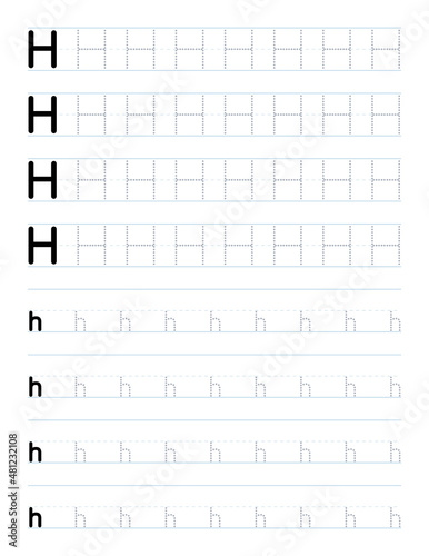 Tracing letter h worksheet for preschool