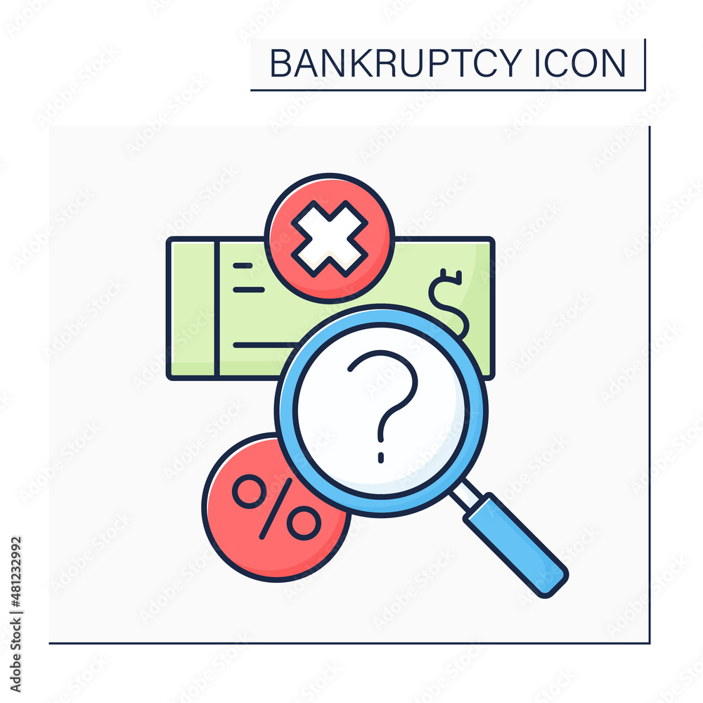Valuation color icon. Asset-based valuation method. Appraisal-based fair market mark.Bankruptcy concept. Isolated vector illustration Valuation color icon. Asset-based valuation method. Appraisal-based fair market mark.Bankruptcy concept. Isolated vector illustration
