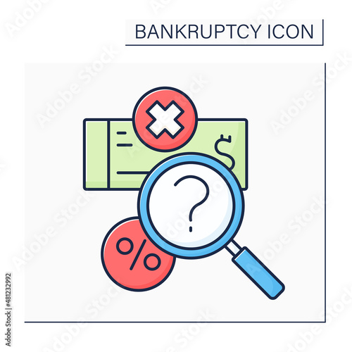 Valuation color icon. Asset-based valuation method. Appraisal-based fair market mark.Bankruptcy concept. Isolated vector illustration 
