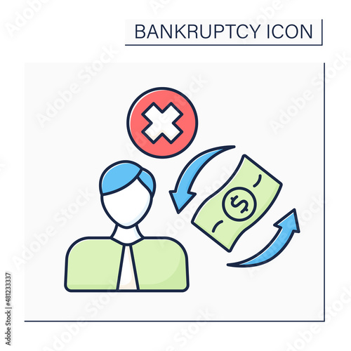 Trustee color icon. Officer of court in whom ownership of debtor property is vested for benefit of creditors.Bankruptcy concept. Isolated vector illustration 