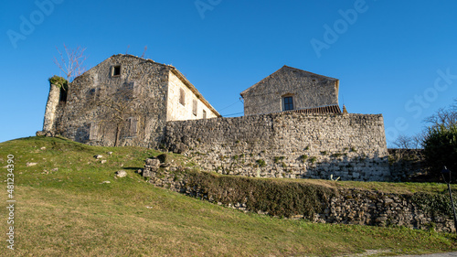 Town of Hum old stone architecture view, smallest city in the world, Istria, Croatia