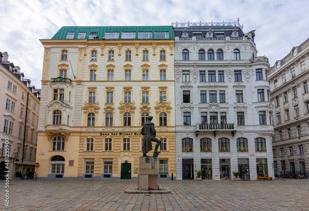 Lessing monument on Judenplatz square in Vienna, Austria