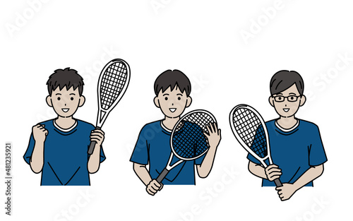 テニス　男子テニス部　クラブ活動　部活　スポーツ　男の子　イラスト