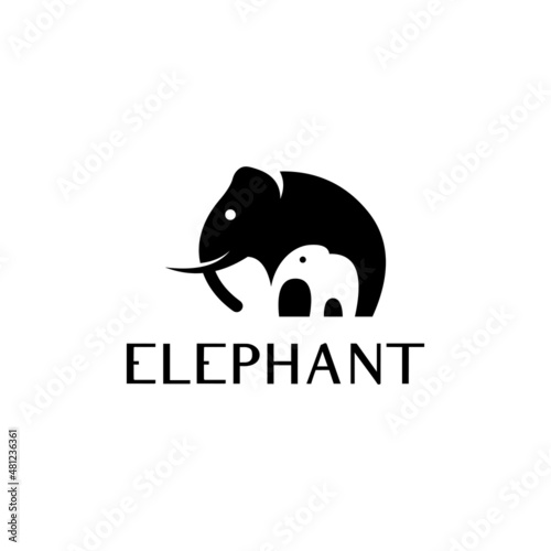 Elephant logo parent and baby elephant vector template.