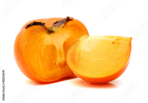Slice persimmon  isolated on white background