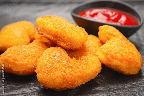 Close up of homemade chicken nuggets