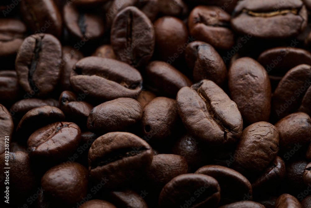 Top view of roasted Coffee Beans for background or banner Top view of roasted Coffee Beans for background or banner