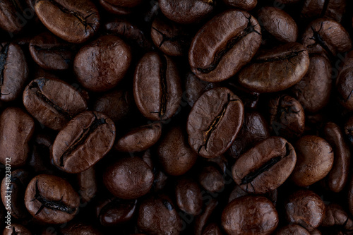 Top view of roasted Coffee Beans for background or banner